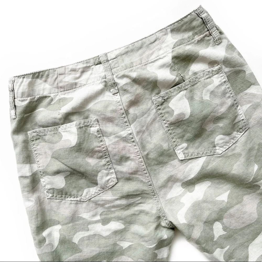 MOTHER THE SHAKER CHOP CROP FRAY Linen Blend Desert Print Camo Jeans Pan… - Picture 12 of 16